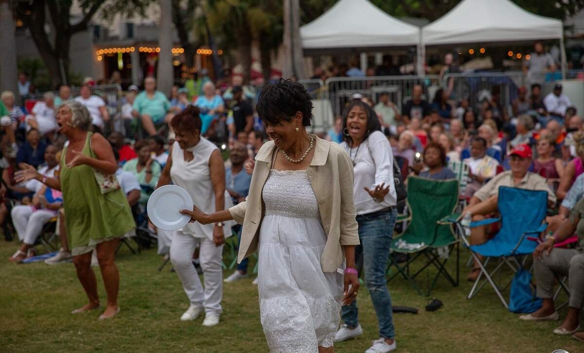 The crowd dances to the music of Deas Guyz during Motown Monday at the Beaufort Water Festival in Henry C. Chambers Waterfront Park.
