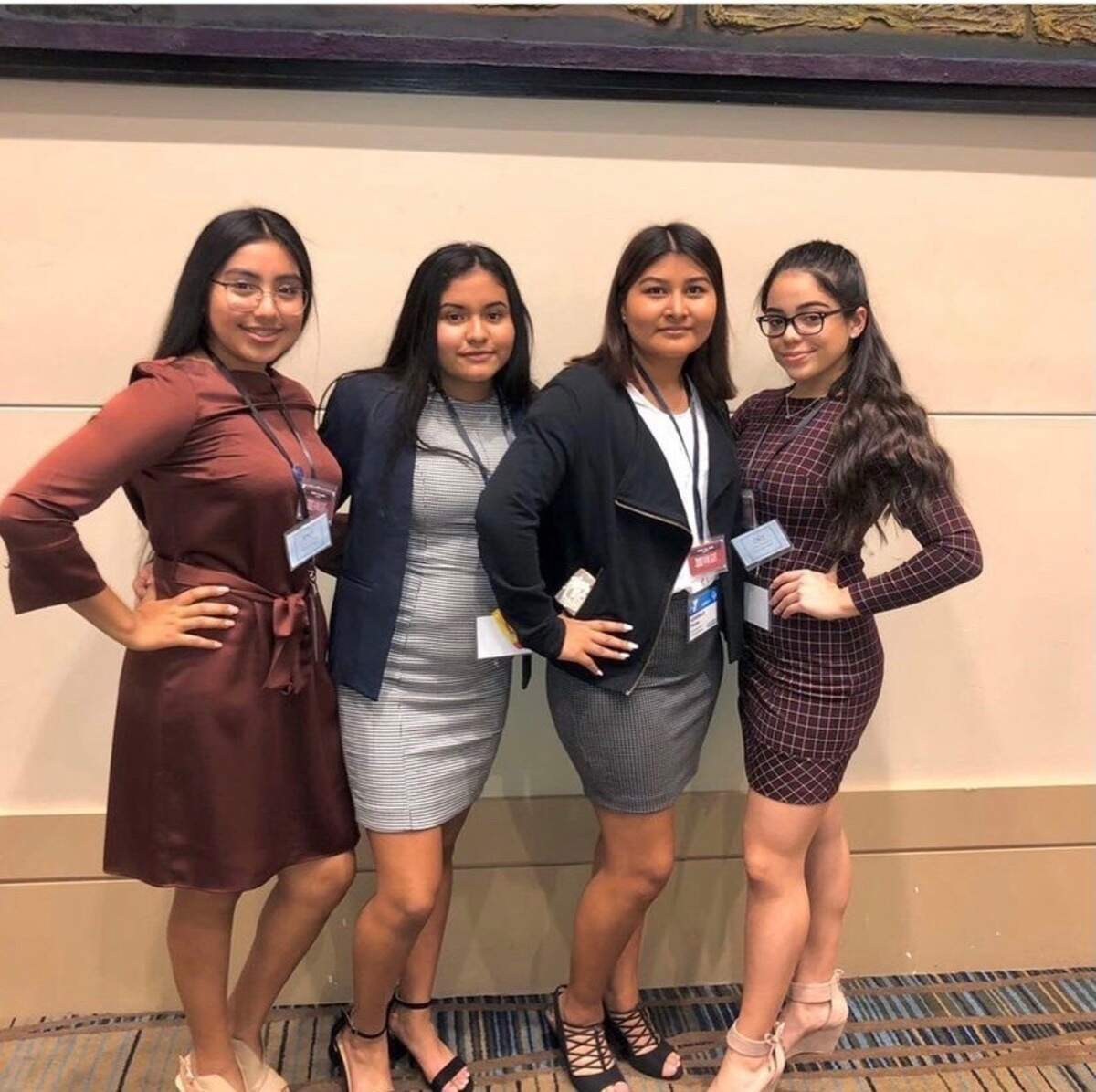 Arianna Geraldine&nbsp;Escalona Sanchez (far right) poses with other members of Bluffton High School’s Youth in Government mock trial team in 2018. 