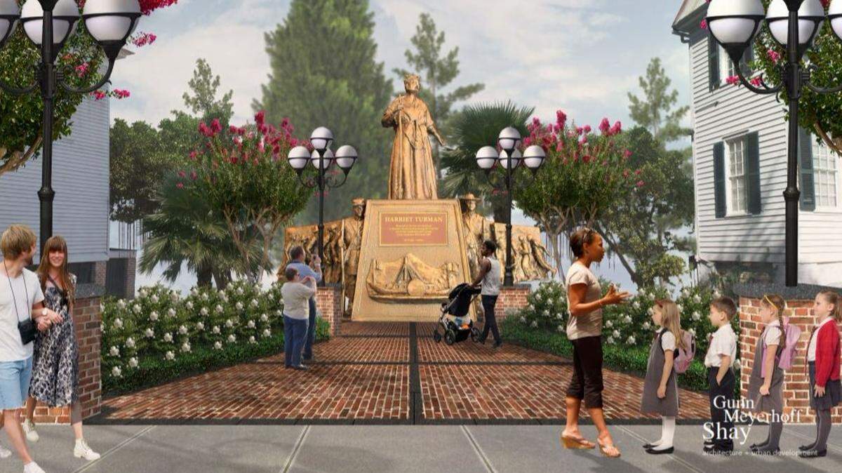 A rendering of the planned Harriet Tubman monument at Tabernacle Baptist Church in Beaufort. The city has awarded the church $10,000 for the monument as part of $321,1100 in State Accommodations Tax grants.
