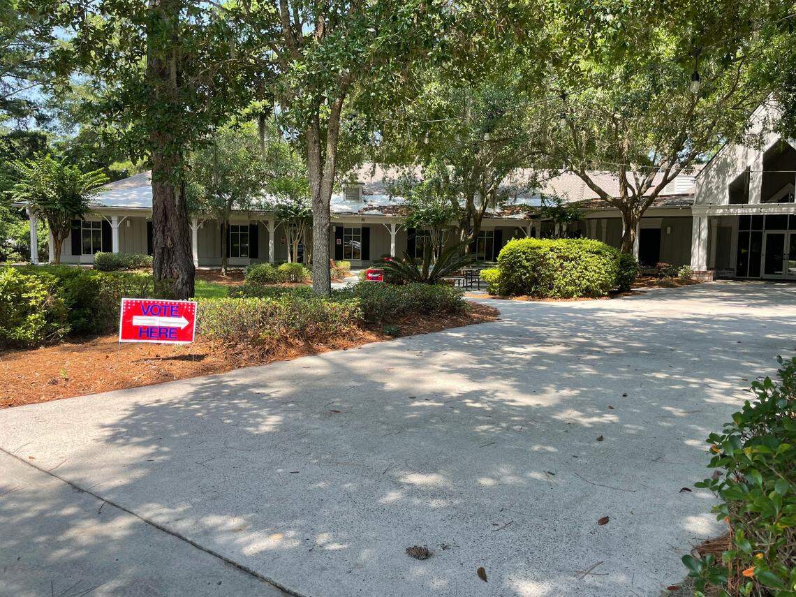 A quiet morning at the Grace Community Church voting location on Hilton Head Island.