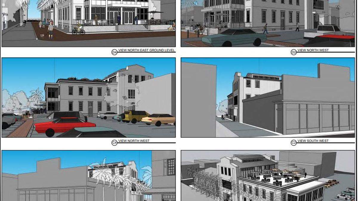 The proposed plans for the Green’s Drugstore Infill Project, which would be located at 101 Scott St., in downtown Beaufort, South Carolina, were presented during a Historic District Review Board meeting Wednesday, May 8, 2024.