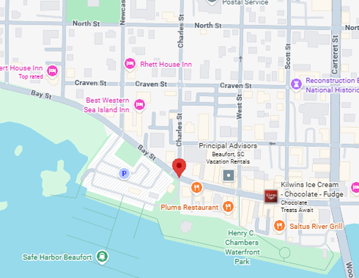 The intersection of Bay Street and Charles Street in Beaufort, indicated by the red marker, has been closed since November.