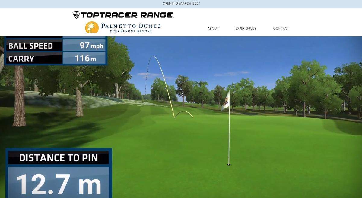 An example of a driving range with TopTracer technology as featured on the Palmetto Dunes website.