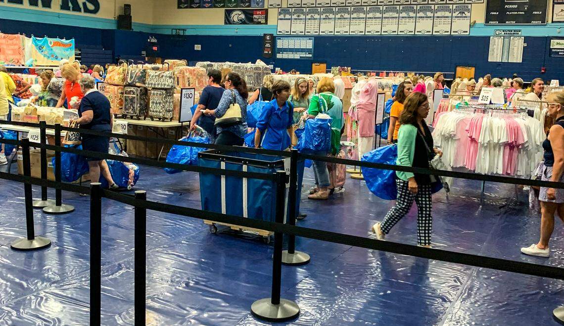 The annual Spartina Warehouse Sale draws shoppers from all over the United States to the gym at Hilton Head Island High School.