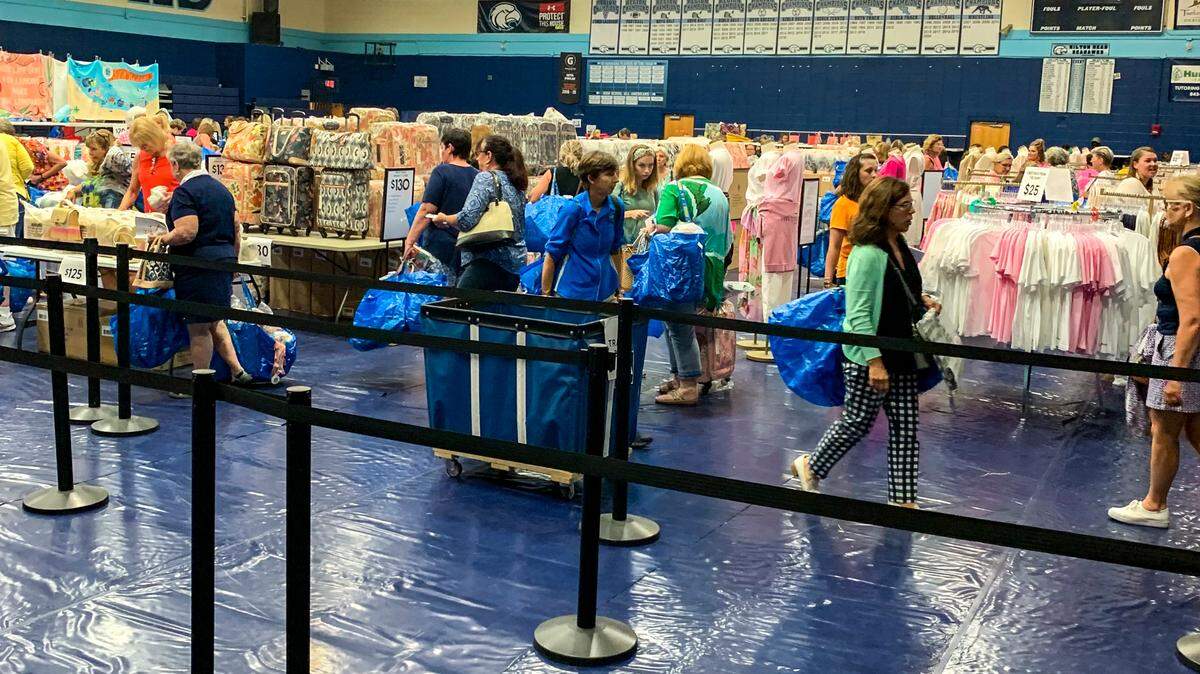 The annual Spartina Warehouse Sale draws shoppers from all over the United States to the gym at Hilton Head Island High School.