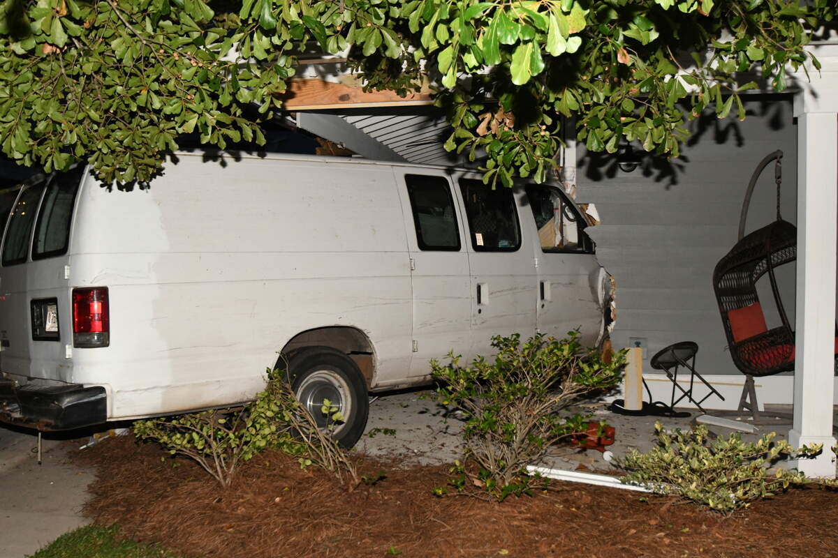 A van crashed into a home in the 200 block of Goethe Road in Bluffton on Saturday afternoon, Aug. 29, 2020.