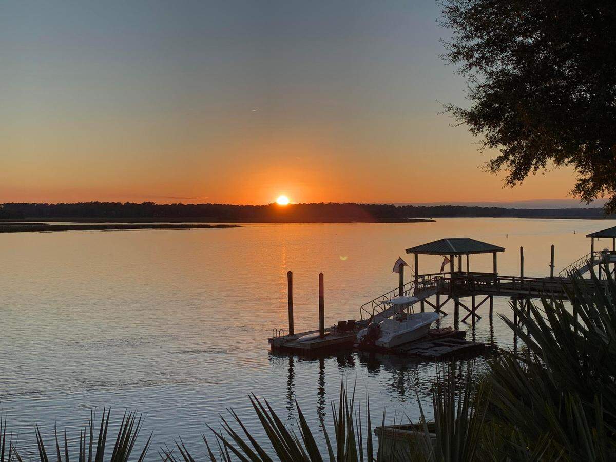 Sunset on the May River near Church of the Cross in Bluffton
