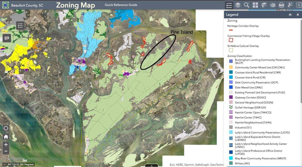 A developer is asking Beaufort County to amend St. Helena Island’s Cultural Protection Overlay zoning to allow a golf course and resort at the 498-acre Pine Island/St. Helenaville property.
