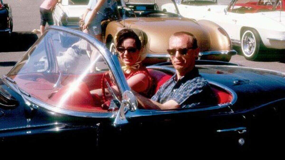 Judy and Herb Popp in his 1960 Corvette at a Cincinnati Corvette Club event.