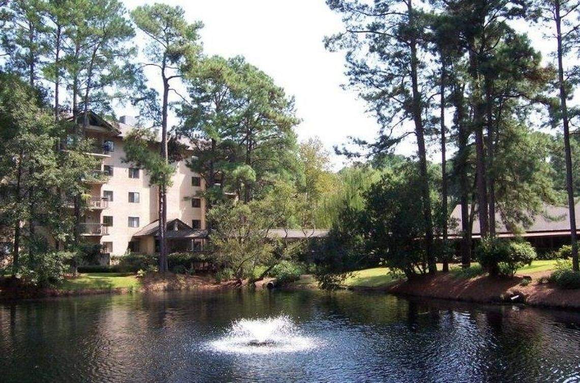 The Dorchester building is one of five residence buildings at The Seabrook on Hilton Head Island. Also shown here is the dining area and one of several lagoons.