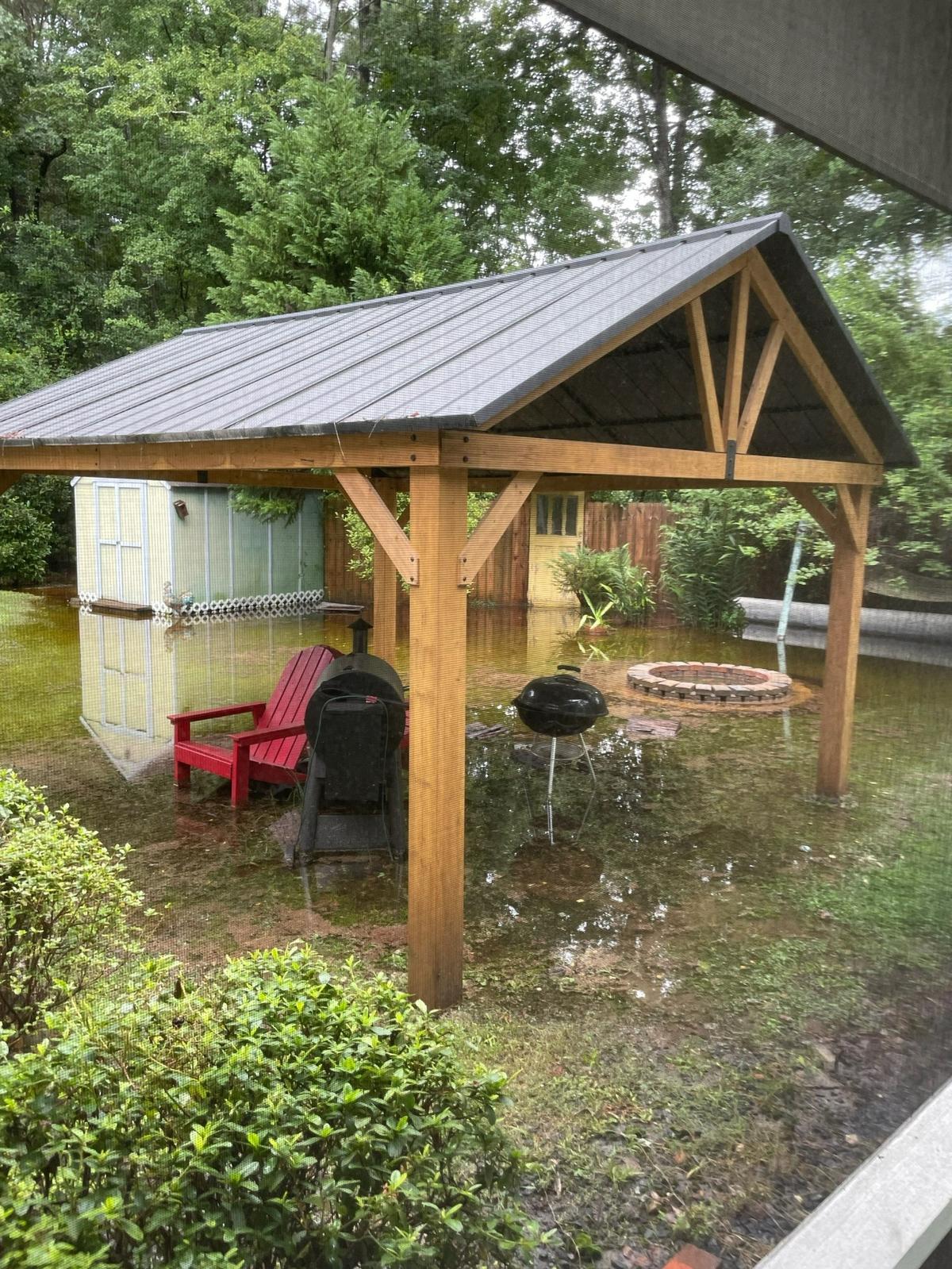 Melissa Perri’s backyard after heavy rains that left flooding. It was alleviated after she and her neighbor cleaned out the drainage ditch behind her yard in Bluffton, South Carolina.