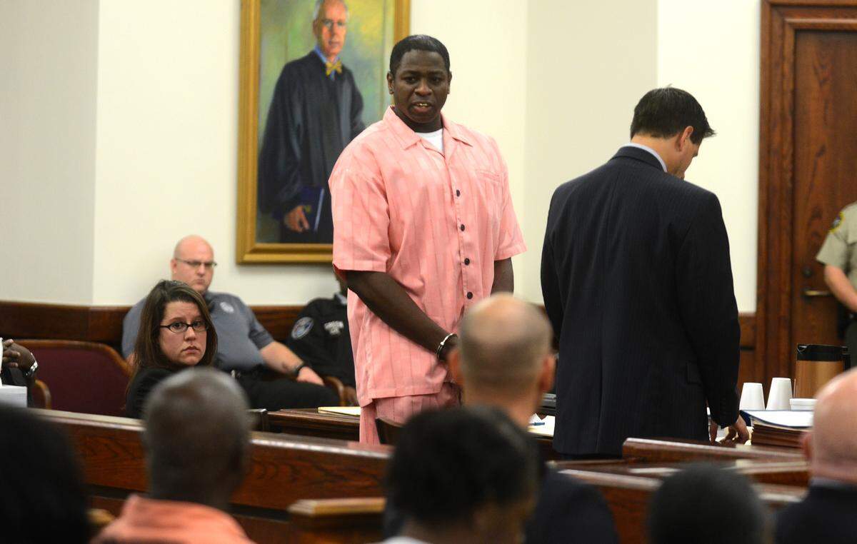 Tyrone Robinson addresses Khalil Singleton’s family before his sentencing on the fifth day of his trial on the afternoon of Sept. 19, 2014, at the Beaufort County Courthouse. Robinson was found guilty of murder in the 2012 shooting death of 8-year-old Khalil Singleton.