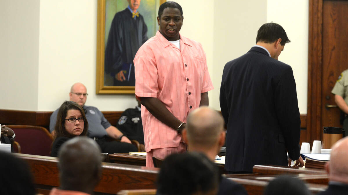 Tyrone Robinson addresses Khalil Singleton's family before his sentencing on the fifth day of his trial on the afternoon of Sept. 19, 2014, at the Beaufort County Courthouse.  Robinson was found guilty of murder in the 2012 shooting death of 8-year-old Khalil Singleton.