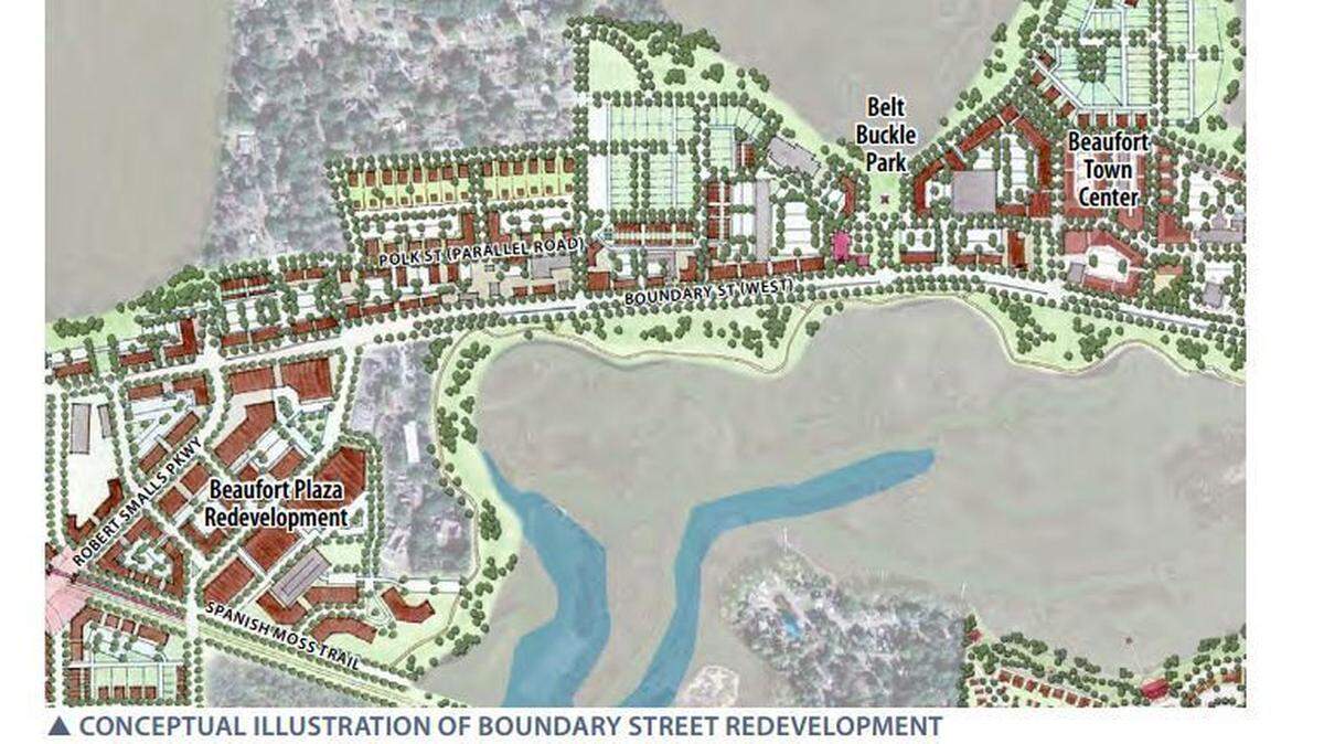 This detail from Page 164 of the City of Beaufort's Civic Master Plan shows one concept for the redevelopment of Boundary Street.