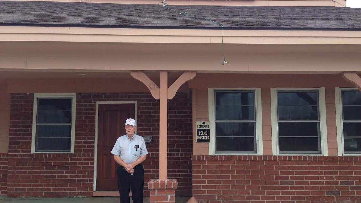 Roy Hughes stands outside the Yemassee railroad depot recently. Hughes and a committee of Yemassee residents have held a reunion each fall for Marines to honor those who passed through town on their way to basic training.