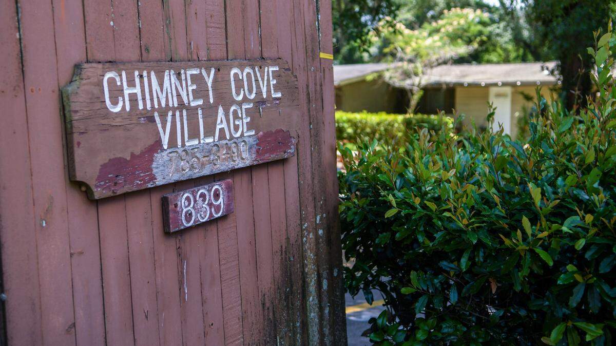 The entrance to Chimney Cove Apartments as seen on May 25, 2023, on Hilton Head Island. The existing owner has submitted plans to redevelop the property into luxury apartments.