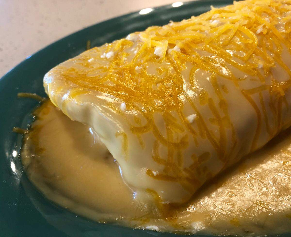 A smothered burrito at Fuzzy’s Taco Shop on U.S. 278 at I-95’s Exit 8 in Hardeeville.