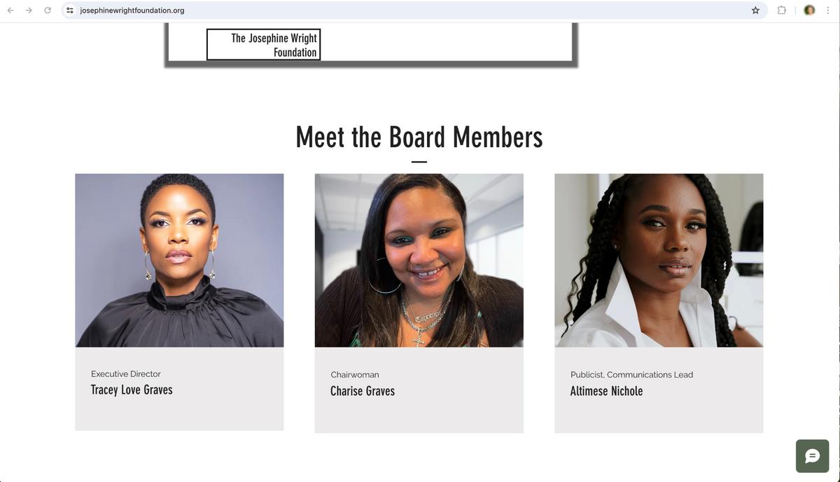 Pictured are board members of The Josephine Wright Foundation. While the webpage uses a dot org – once used exclusively by charitable organizations – the domain no longer means sites are charitable. To check the status of a charity in the state, a “charity search” is offered online by the office of the South Carolina Secretary of State.