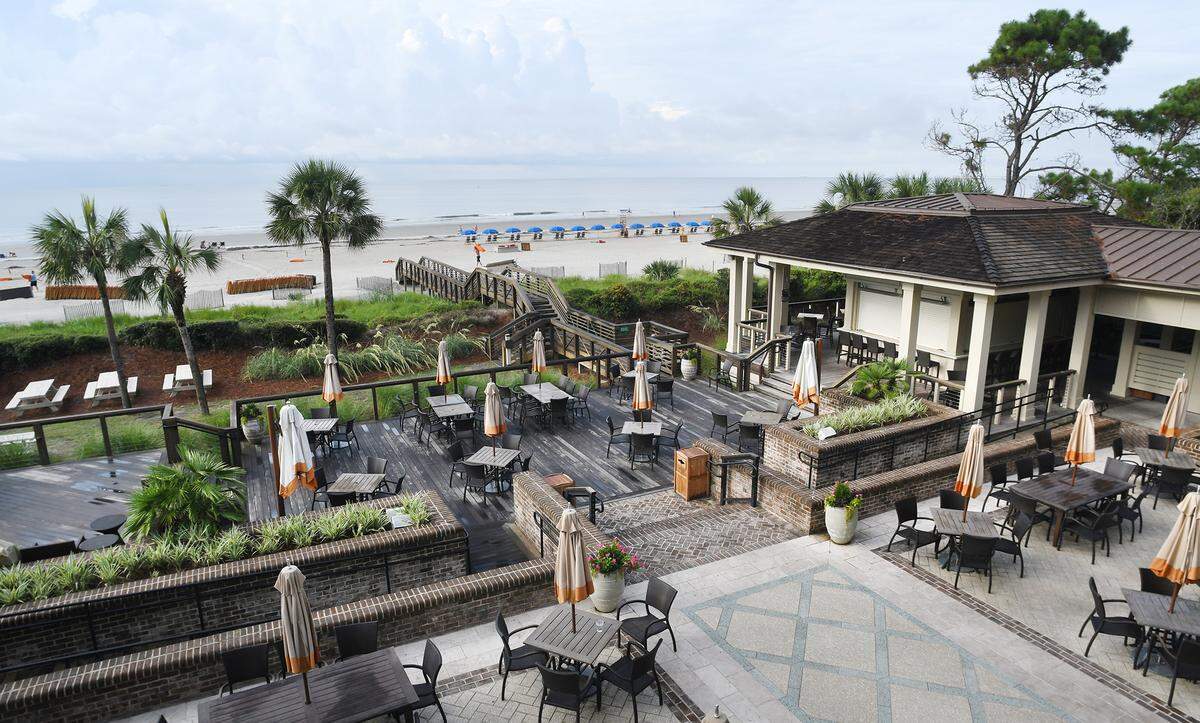 Coast Oceanfront Dining at Sea Pines Beach Club overlooks the Atlantic Ocean.