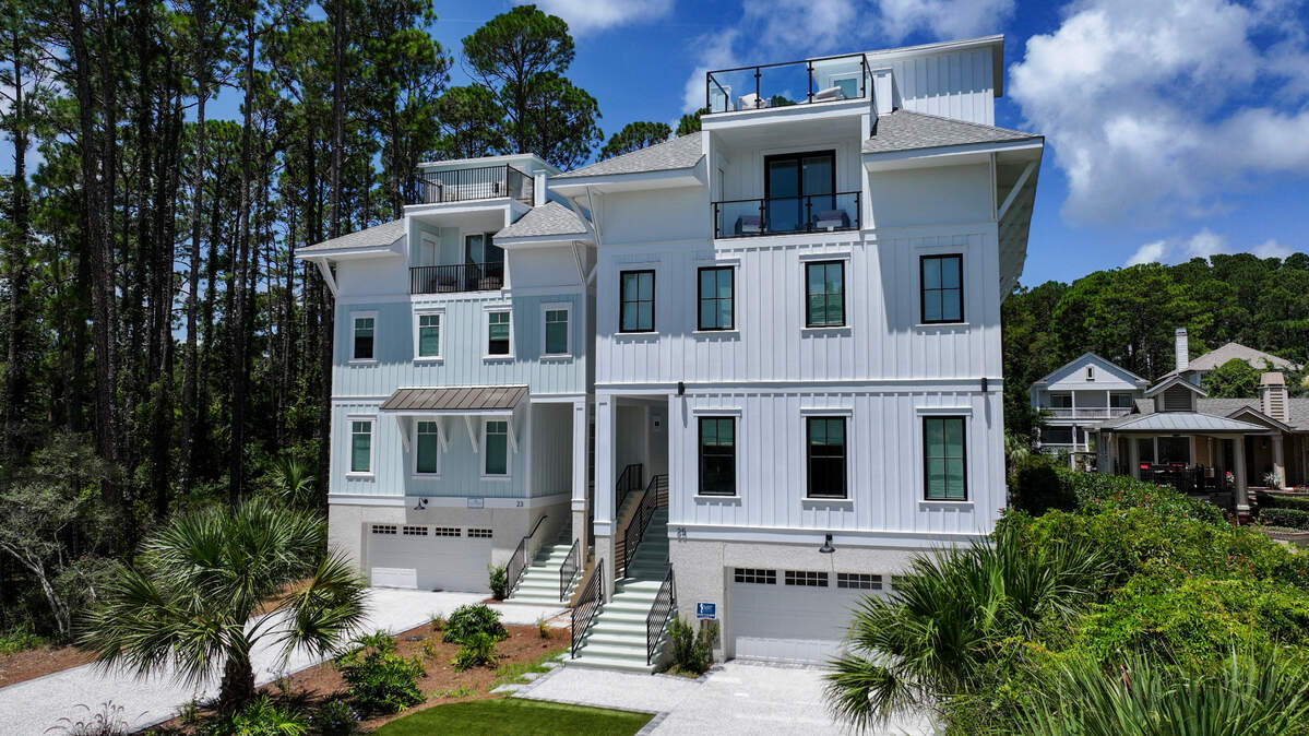 These luxury homes recently built on Bradley Circle on Hilton Head Island have signage on them as luxury vacation rentals or short-term rentals. A number of residents are for a pause on short-term rentals to give the community time to focus on updating regulations.