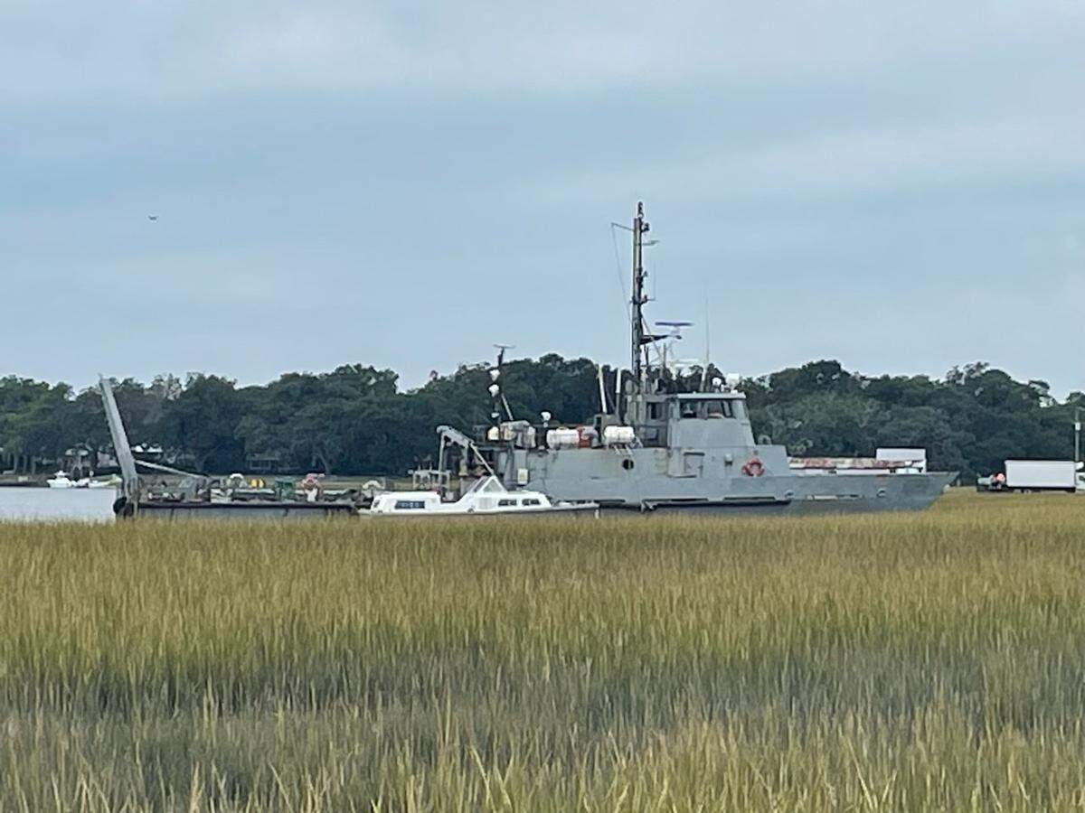 The owner of this abandoned Navy vessel near Charleston has been arrested under a new state abandoned boat law.