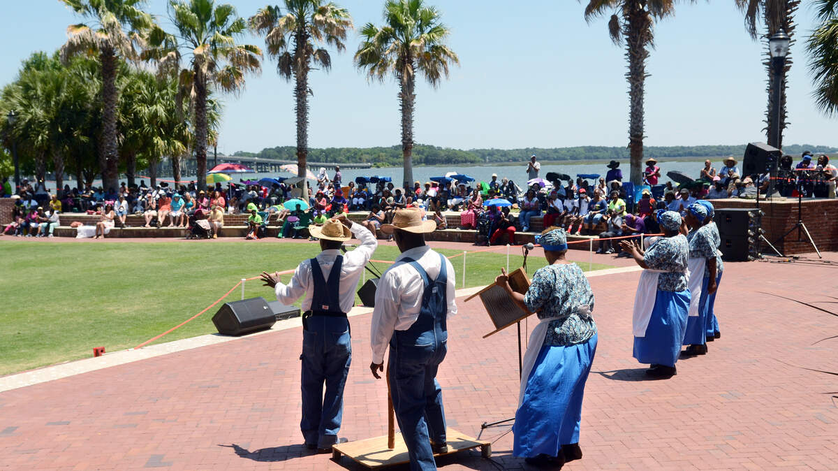 The Geechee Gullah Ring Shouters perform during the Gullah Festival on Saturday at Henry C. Chambers Waterfront Park.