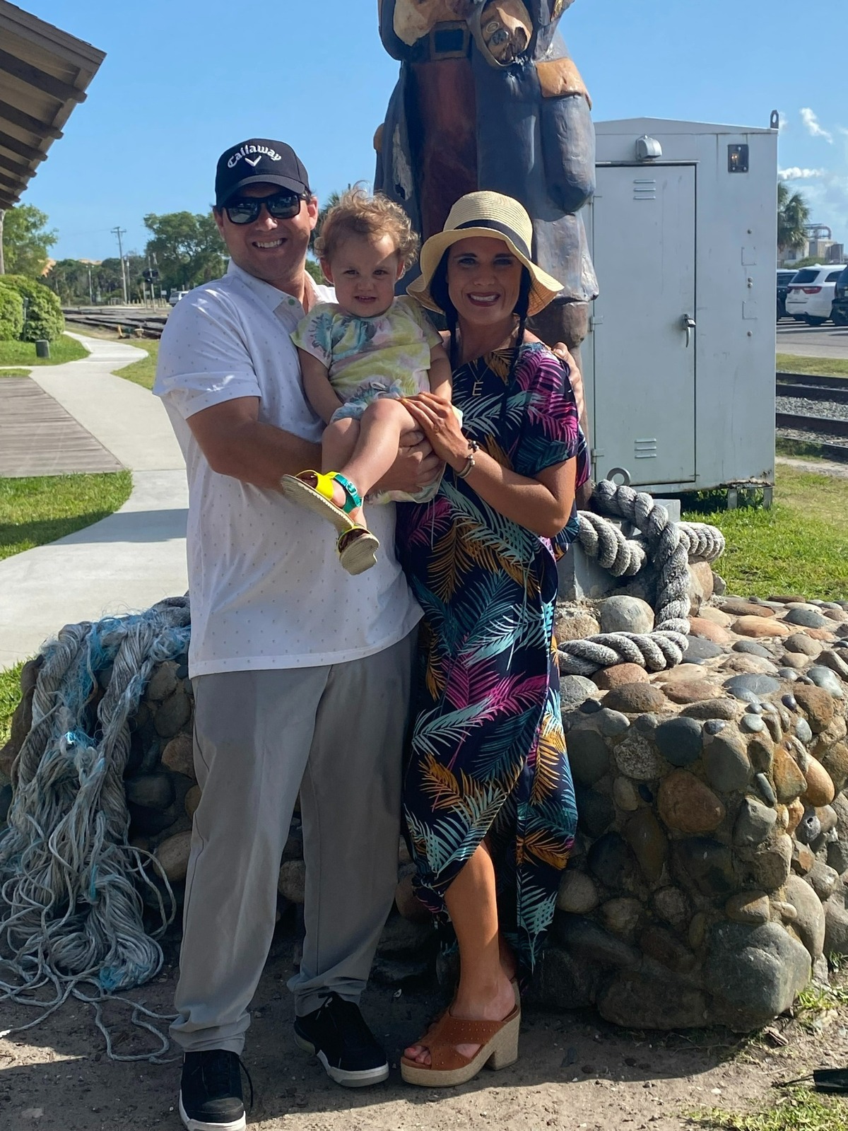 Kole Suchecki, Nancy Kate Pippin and their two-year-old daughter, Elizabeth, on a family vacation to Amelia Island Florida in May 2021. Suchecki and Pippin got engaged at the end of the trip.