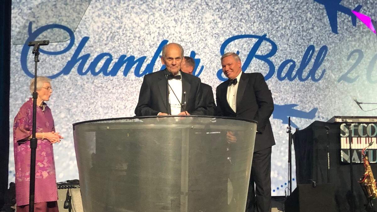 Emmett McCracken accepts the Alice Glenn Doughtie good citizenship award at the annual Hilton Head Island - Bluffton Chamber Ball.