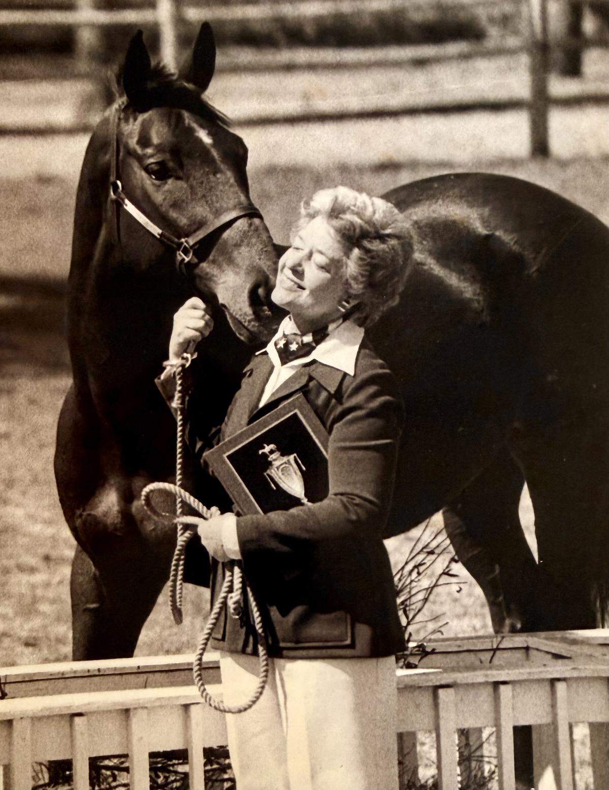 Becky Fraser prepares to present the trophy at an equestrian event in Sea Pines.