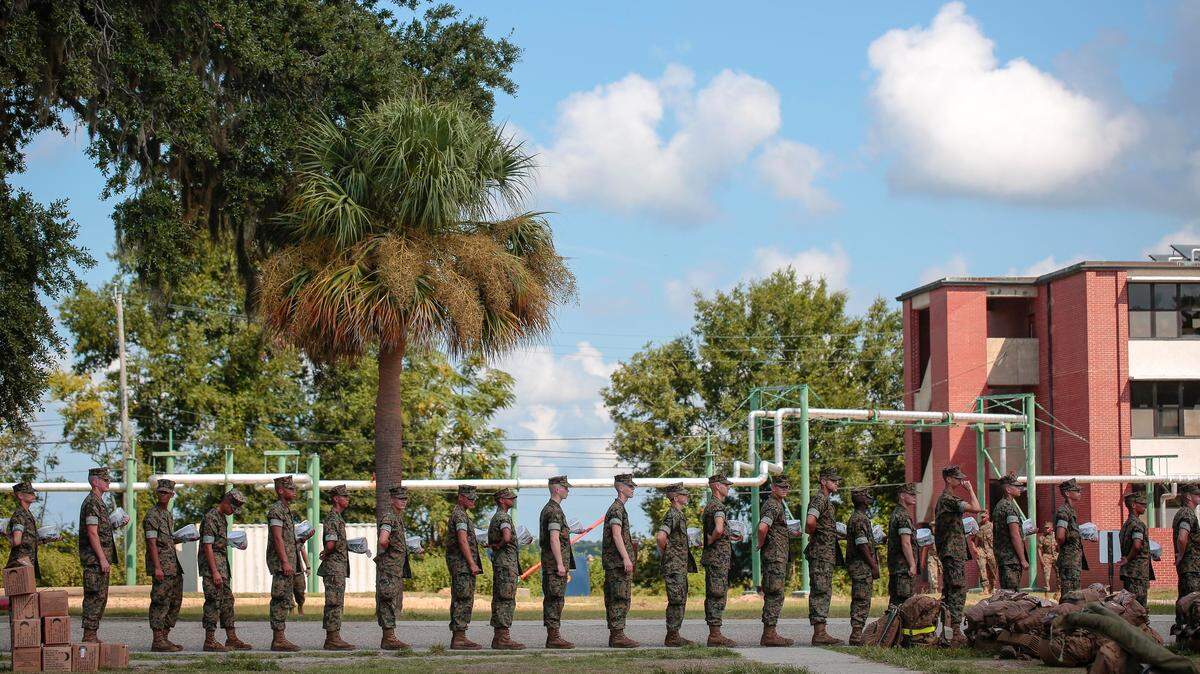 Recruits at Marine Corps Recruit Depot Parris Island prepare to evacuate to Marine Corps Logistic Base Albany following an evacuation order directed by Brig. Gen. James Glynn, the depot’s commanding general. Glynn would later rescind that order Tuesday, Sept. 11, 2018, after S.C. Gov. Henry McMaster lifted a mandatory evacuation order for Beaufort County, which the governor issued the day before. The recruits will stay on Parris Island, which is closed to the public as the depot prepares for weather associated with Hurricane Florence, according to Marine Corps officials.