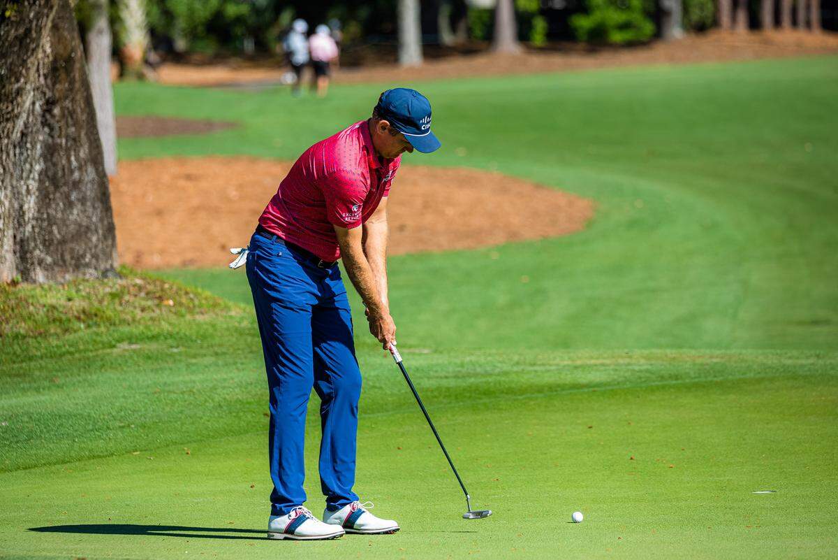 Brendon Todd on the 11th hole during the second round of the RBC Heritage Presented by Boeing on Friday, April 15 2022, at Harbour Town Golf Links in Sea Pines on Hilton Head Island.