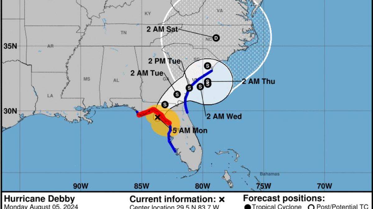 Beaufort County under tropical storm warning as Tropical Storm Debby moves across Florida