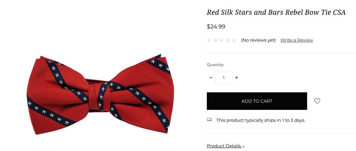 A “Red Silk Stars and Bars Rebel Bow Tie CSA” is available on Amazon.
