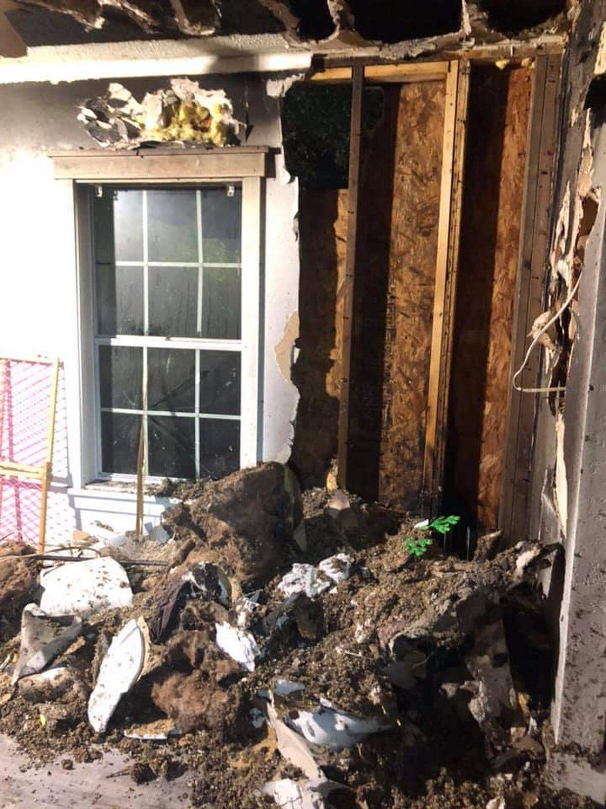 Damage to the Vásquez Pélaez family’s home in the Shady Glen neighborhood of Bluffton on Dec. 13, 2020. The Vásquez Pélaez family lost many of their possessions and their dog in the fire.