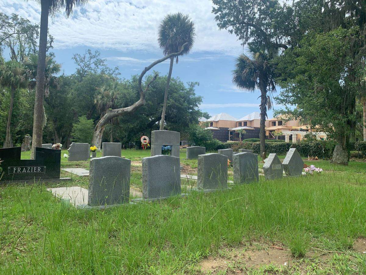 Progress on townhomes can be see from inside Talbird Cemetery.