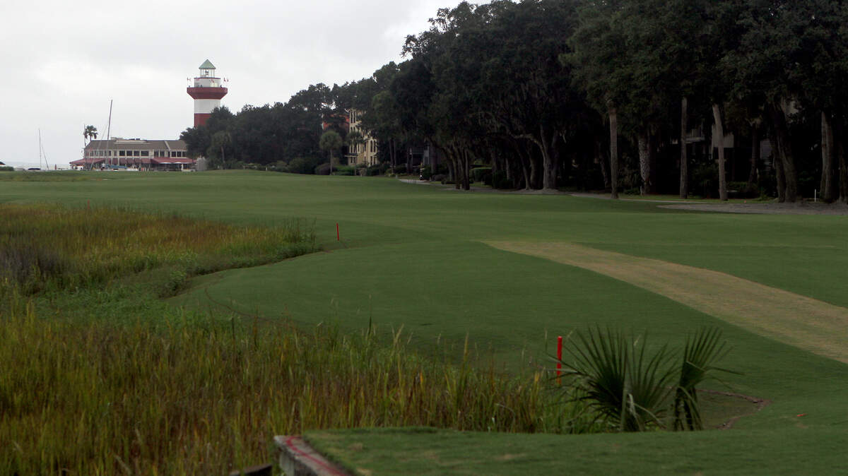 Hole No. 18 at Harbour Town Golf Links as seen on Monday, Sept. 28, 2015 in Sea Pines Resort on Hilton Head Island.  The course at Harbour Town Golf Links recently underwent a significant renovation where "every piece of grass on the course was replaced" with sod, according to Harbour Town golf pro John Farrell, and hole 18 was the first to be completed.