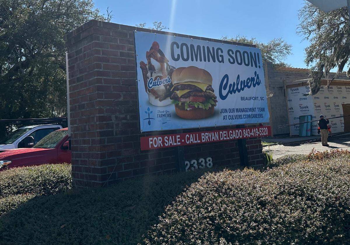 Culver’s sign at the new location in Beaufort, 2338 Boundary Street, which is set to open on May 19, 2025