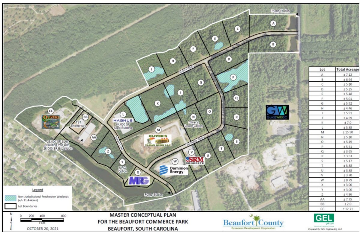 Master Conceputal Plan for the Beaufort Commerce Park.