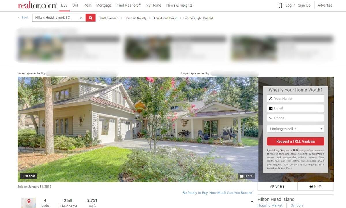 An online real estate listing for a property owned by Jeffrey Kruse that was sold Jan. 31.