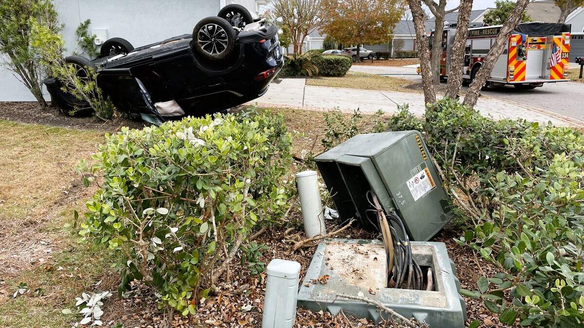 An accident in Sun City resulted in a flipped car, a small power outage and a gas leak Monday morning.