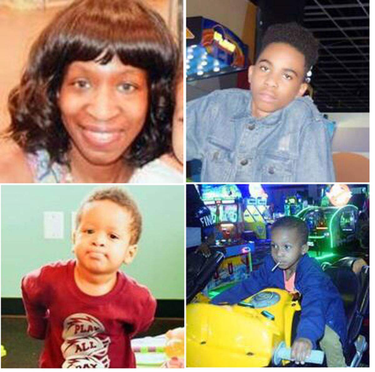Tikia Lashay Doe, clockwise top left, Jashawn Hawkins, Alonzo Houston and Cameron Perry