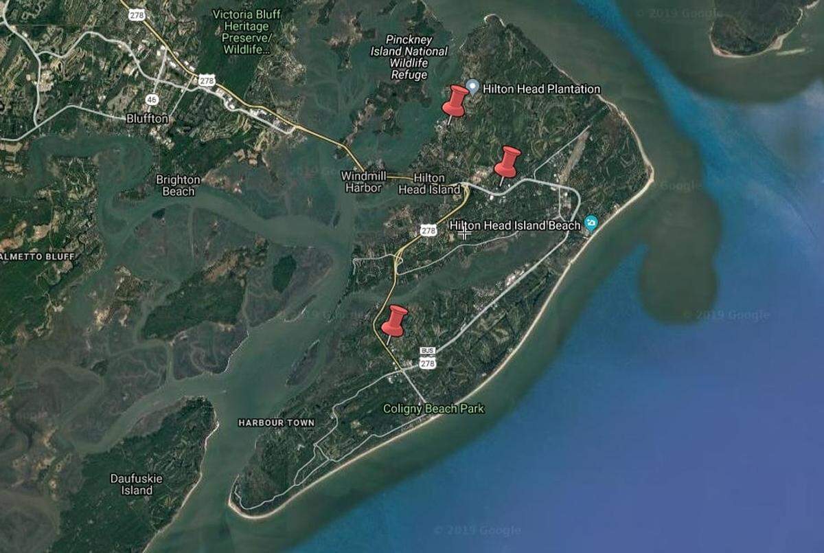 Three neighborhoods that were identified by Town of Hilton Head Island leaders as prime for workforce housing: Squire Pope, Palmetto Bay Road and Main Street.