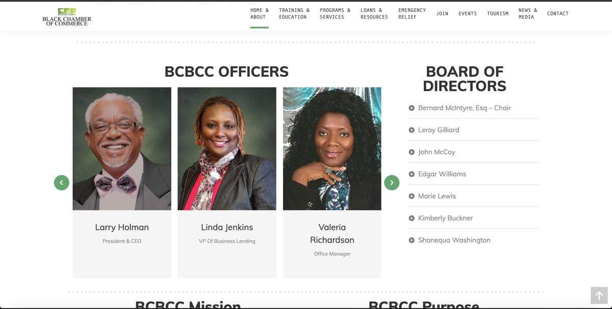 A screenshot of the Beaufort County Black Chamber of Commerce’s website on Dec. 1, 2020.