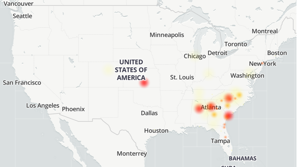 Downdector is showing these problems areas for internet service across the region.