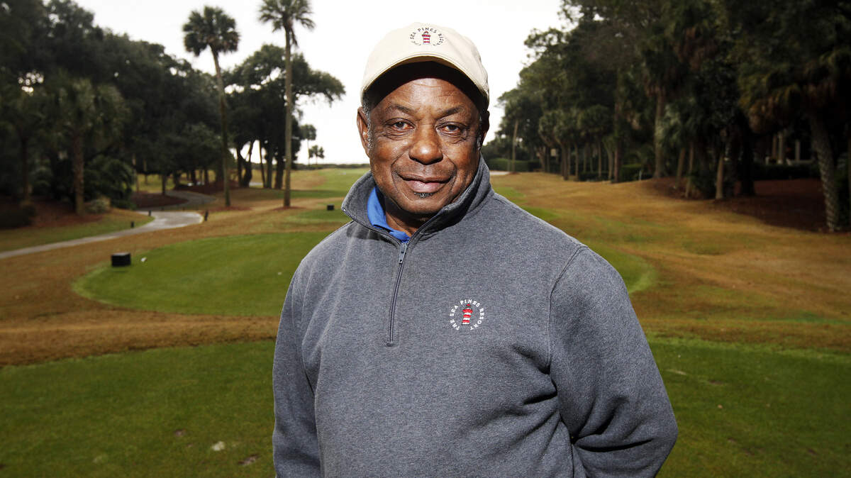 Acie Baker stands on the Ocean Course in Sea Pines on Friday.