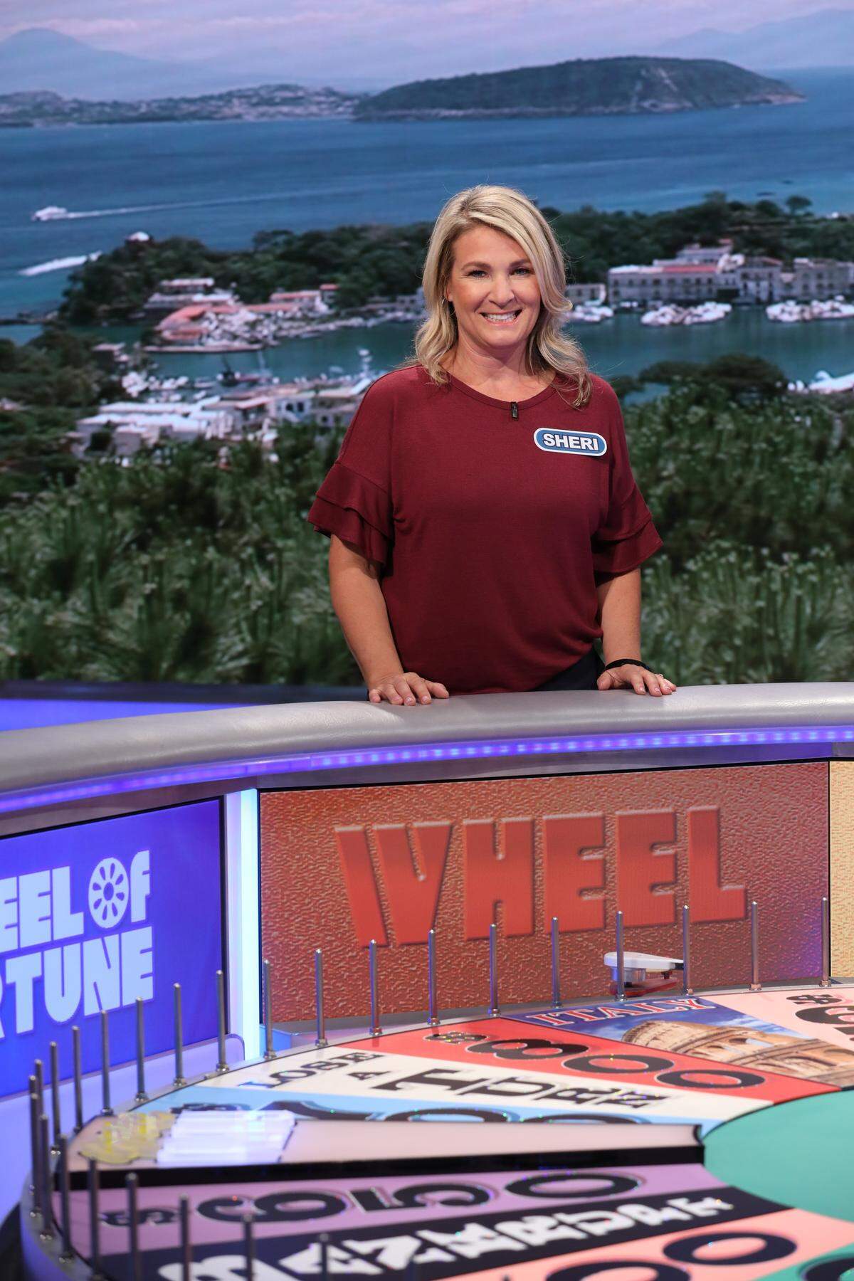 Sheri Bishop of Hilton Head Island on Wheel of Fortune. Her episode airs Oct. 10 at 7 p.m. on WSAV.