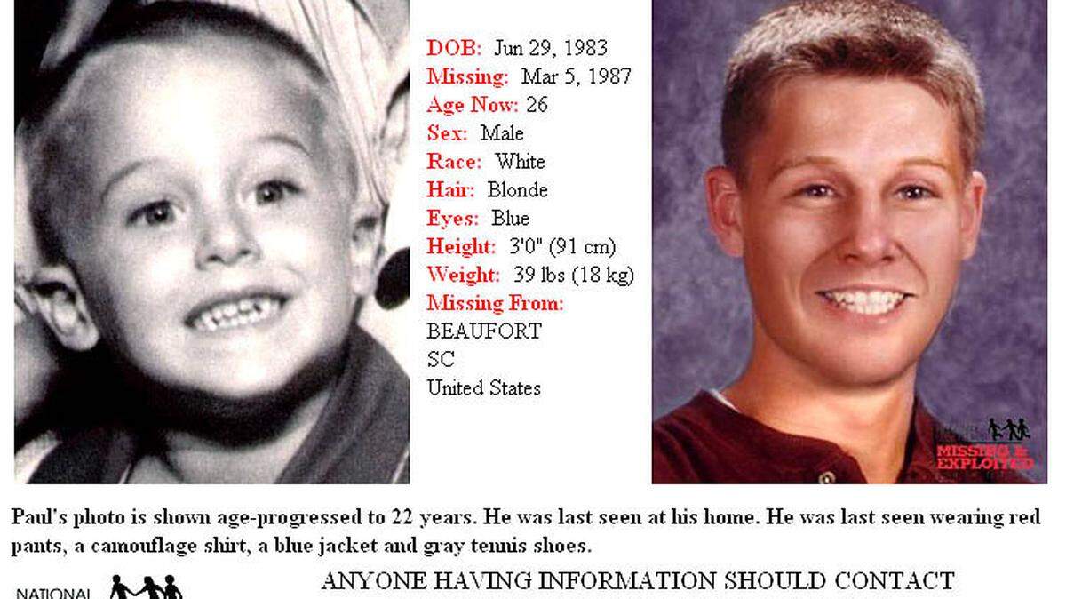 A flier published in 2009 shows what Paul Baker, missing since 1987, might look like as a young adult.