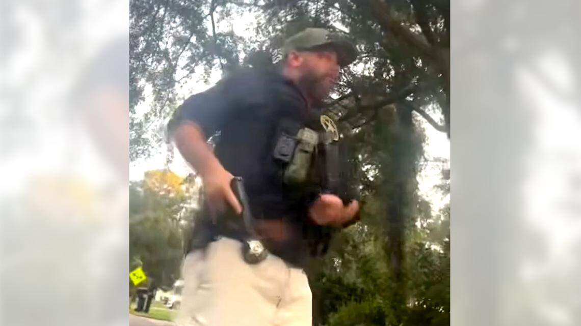 A screenshot of a Facebook video shows William “Billy” Squires, a former deputy with the Beaufort County Sheriff’s Office, during an encounter with three teenagers in his neighborhood on north-end Hilton Head Island the evening of Sept. 28, 2025. Squires was charged for the incident by the South Carolina Law Enforcement Division a month later.