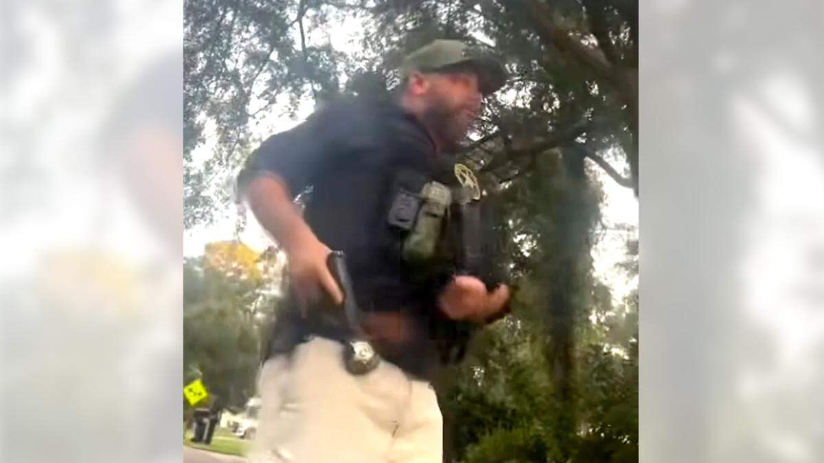 A screenshot of a Facebook video shows William “Billy” Squires, a former deputy with the Beaufort County Sheriff’s Office, during an encounter with three teenagers in his neighborhood on north-end Hilton Head Island the evening of Sept. 28, 2025. Squires was charged for the incident by the South Carolina Law Enforcement Division a month later. 