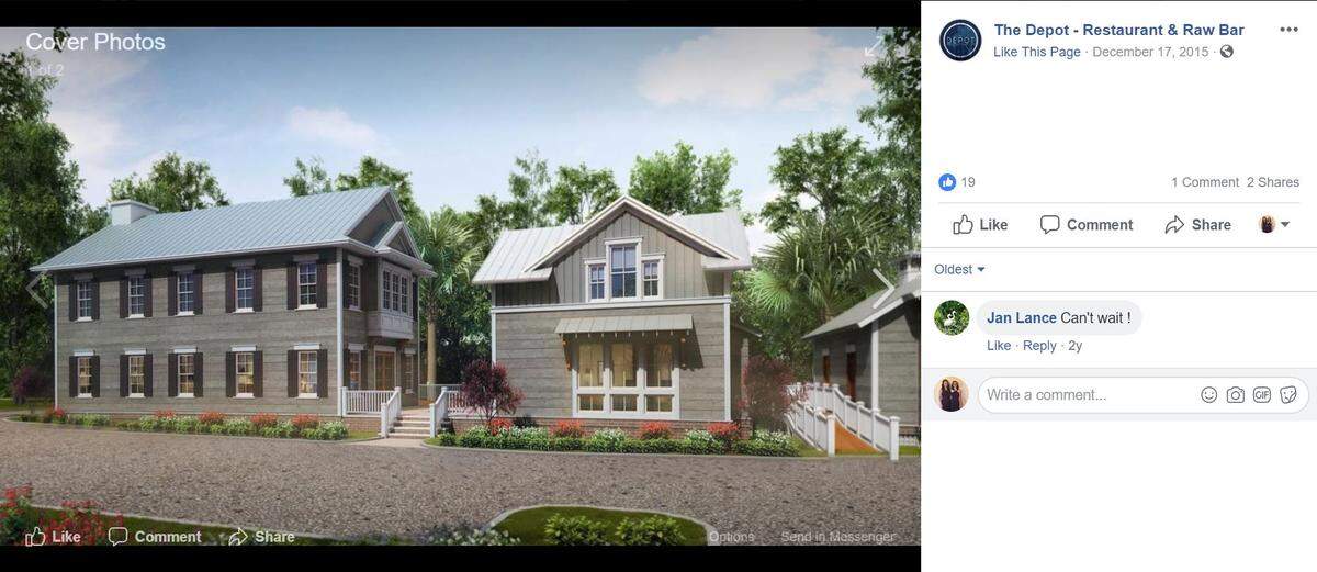 An artist’s rendering of the finished “The Depot - Restaurant and Raw Bar,” posted to the restaurant’s Facebook page.